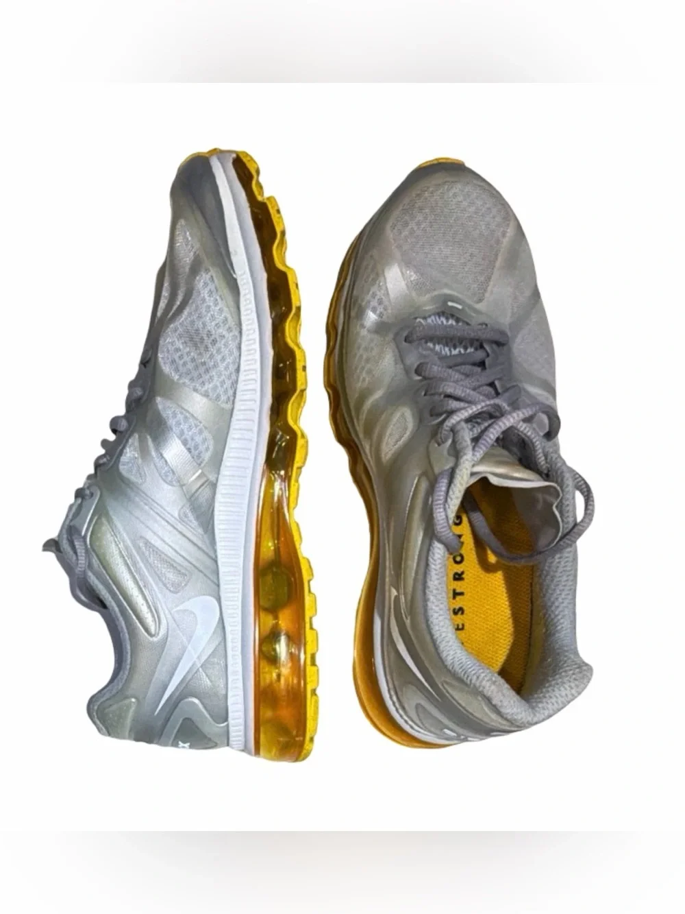 Nike Air Max+ 2010 Livestrong Silver Gold Running Sneakers | Women's 9.5